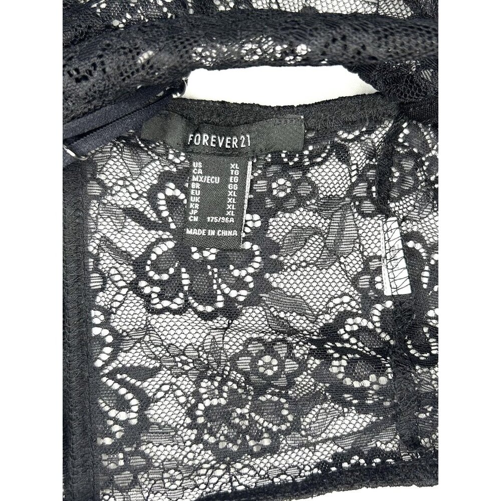 Forever 21 Bustier Corset Top XL Black Lace Underwire Bralette Whimsigoth Summer - Picture 11 of 12